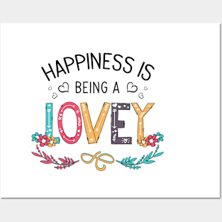 Happiness Is Being A Lovey Wildflowers Valentines Mothers Day Posters and Art